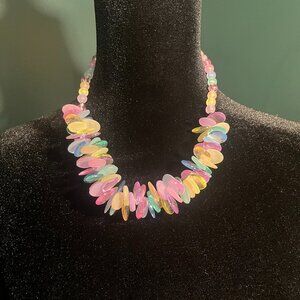 Vintage Pastel Disc Necklace with Beads 1970s